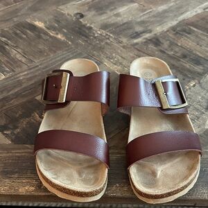 Brown Double Strap Sandals